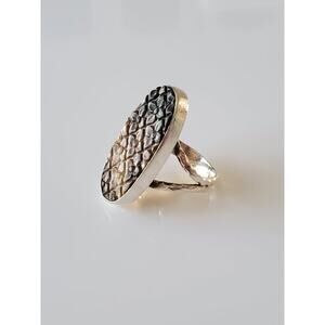 Lori Bonn Designer Mother of Pearl Floral Navette Sterling Silver Ring